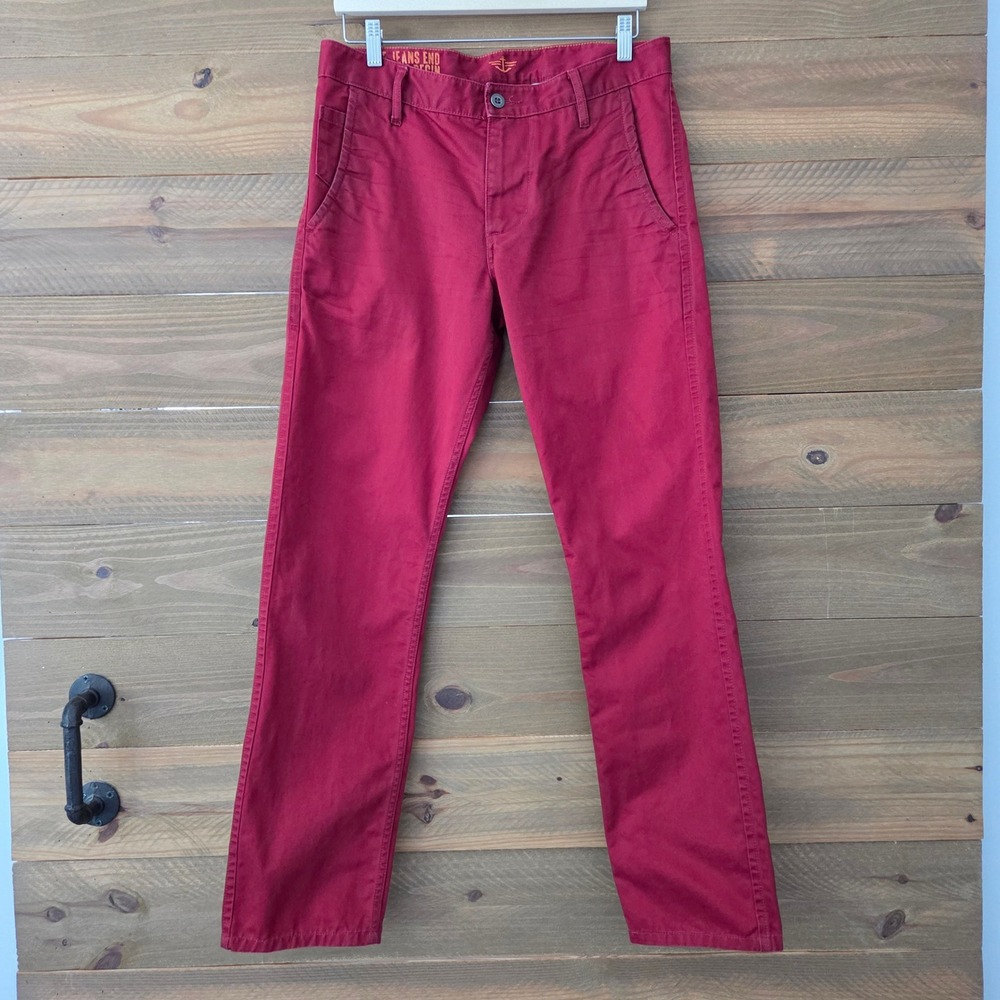 Dockers Chino Pants Burgundy Red Slim Fit Cotton Trousers Mens 32x32